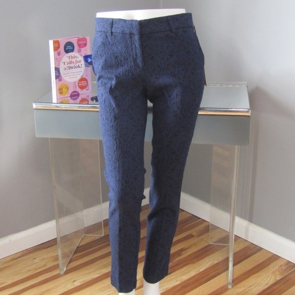 Adrienne Vittadini Blue Black Lace Textured Pants - Picture 2 of 7